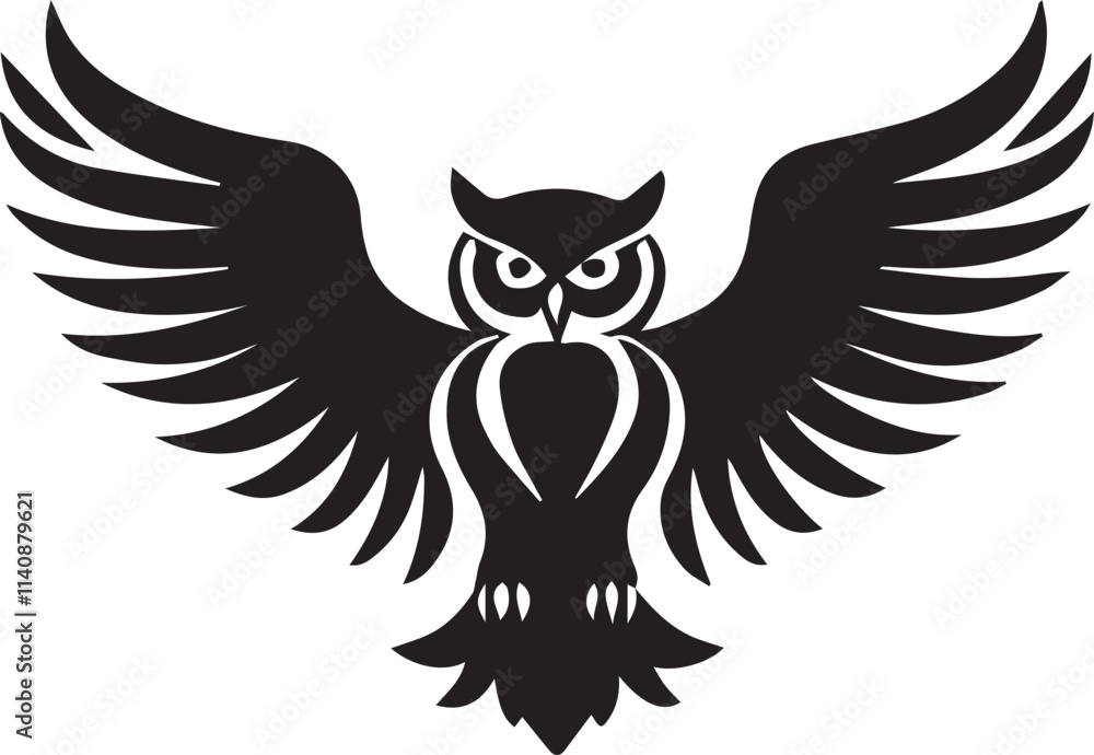 Obraz premium A Black and White Owl Logo Type Silhouette Design