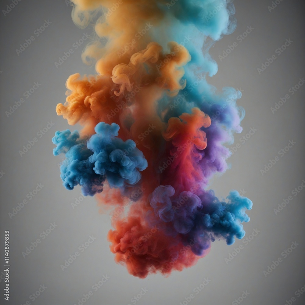 Fototapeta premium A beautiful Soft pastel clouds of blue, pink, and yellow blend together in a dreamy, abstract background air, airy. Smoke cloud in the sky