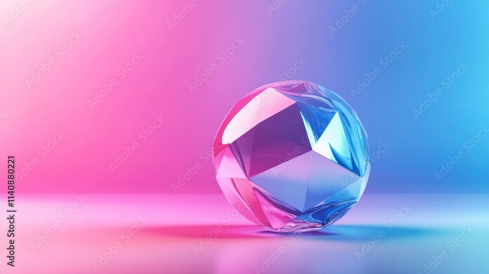 Abstract Gemstone: Neon Pink and Blue Crystal Sphere Abstract Gemstone: Neon Pink and Blue Crystal Sphere