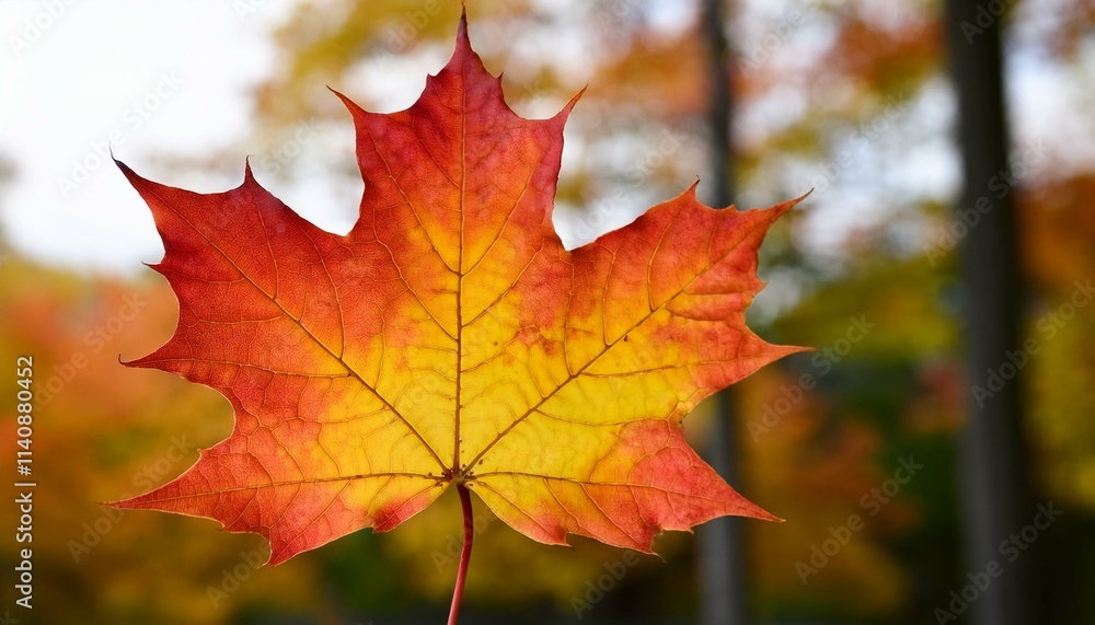 Vibrant autumn leaf, showcasing nature's fiery hues. Vibrant autumn leaf, showcasing nature's fiery hues.