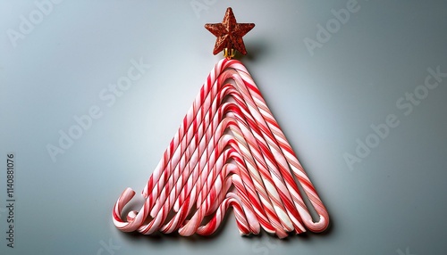 Sweet Christmas tree made of candy canes. photo