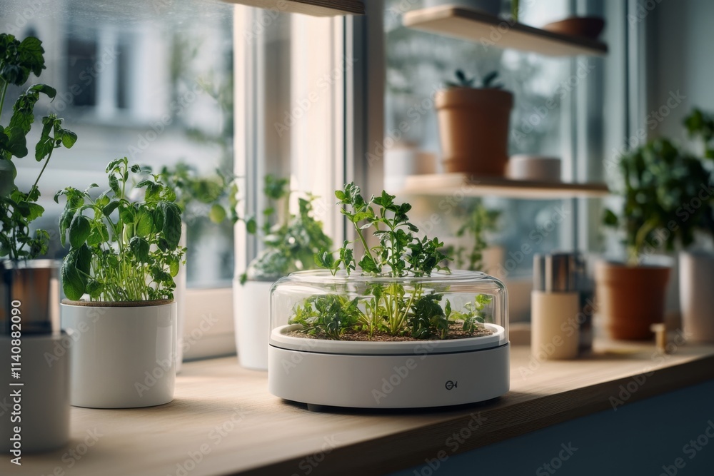 A windowsill garden flourishes with vibrant herbs and plants, capturing the essence of urban gardening and sustainable living. A windowsill garden flourishes with vibrant herbs and plants, capturing the essence of urban gardening and sustainable living.