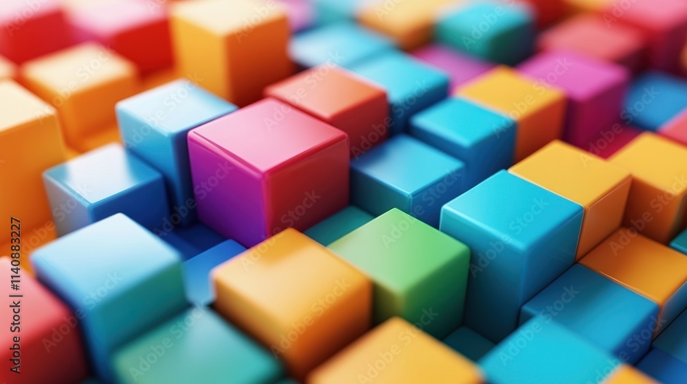 Abstract Colorful Cubes: A Vibrant 3D Composition of Interlocking Blocks Abstract Colorful Cubes: A Vibrant 3D Composition of Interlocking Blocks