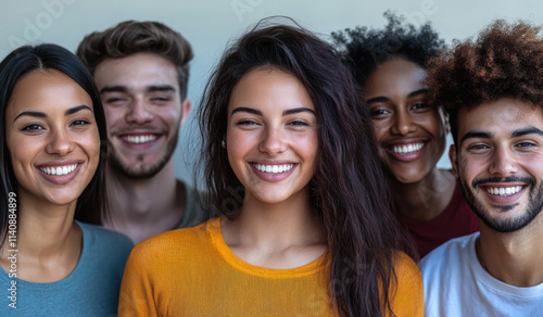 Happy friends from different races and culture laughing in front of phone camera - Young millennial people having fun together - Multiracial generation concept - Main focus on center girls