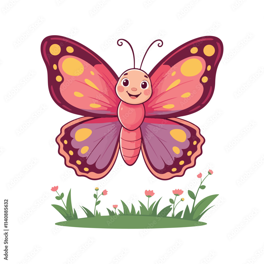 Cartoon butterfly illustration icon of butterflies A colorful butterfly with blue eyes vector Cartoon butterfly illustration icon of butterflies A colorful butterfly with blue eyes vector