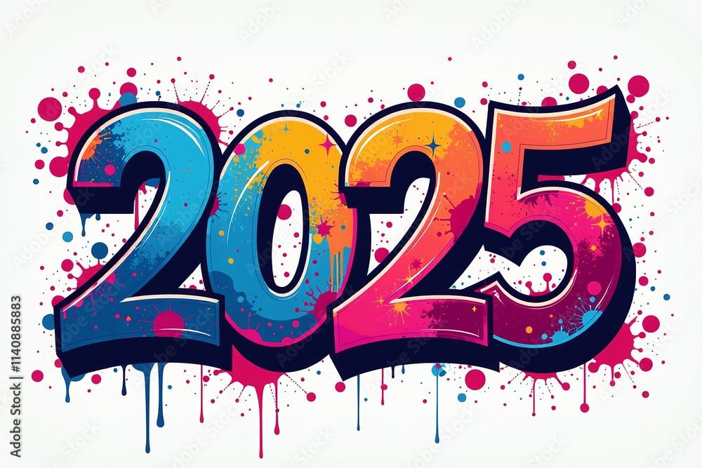 vibrant graffiti art year design features unique colorful number elegant typography vibrant graffiti art year design features unique colorful number elegant typography