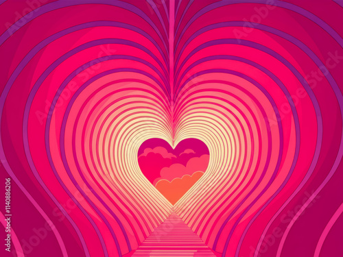 background with hearts tunnel pattern 