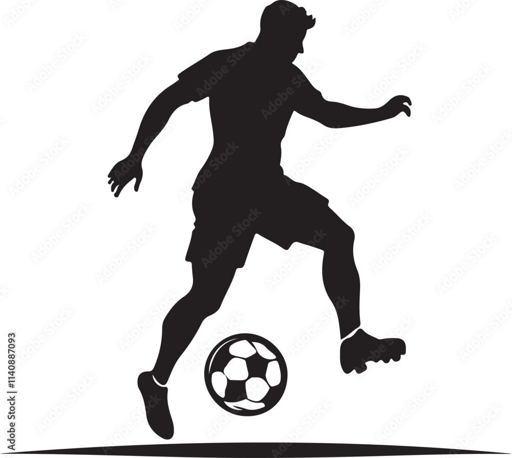 A Black and White Man Playing Football Silhouette Design A Black and White Man Playing Football Silhouette Design