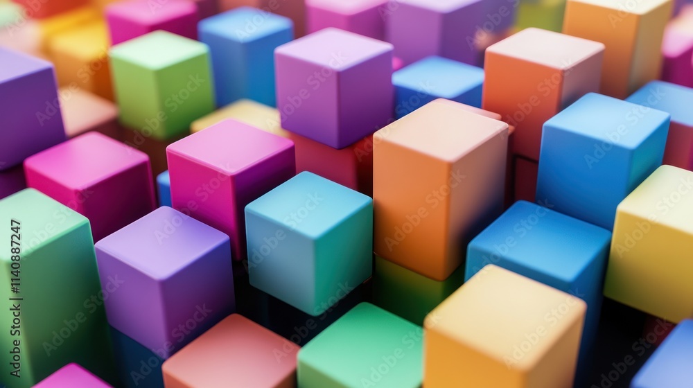 Abstract Colorful Cubes Composition: A Vibrant 3D Render of Interlocking Geometric Shapes Abstract Colorful Cubes Composition: A Vibrant 3D Render of Interlocking Geometric Shapes