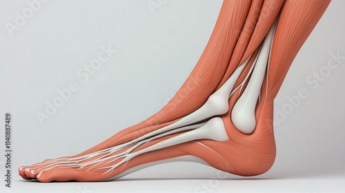 Detailed anatomical illustration of the popliteal muscle and lower leg structure showcasing muscle and bone arrangement photo