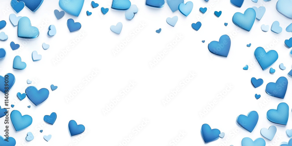 Valentine's Day Banner, White Banner with Space for Text, Banner with blue Hearts Around Valentine's Day Banner, White Banner with Space for Text, Banner with blue Hearts Around