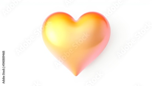 Golden heart representing love and affection on white background