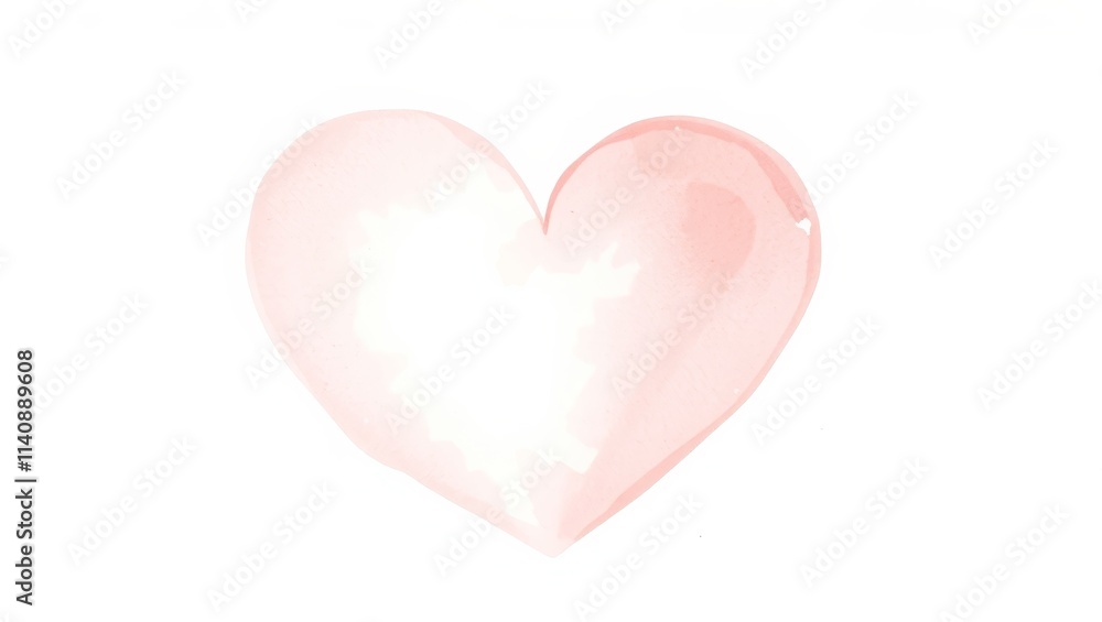Watercolor painting of a light red heart representing love and affection Watercolor painting of a light red heart representing love and affection