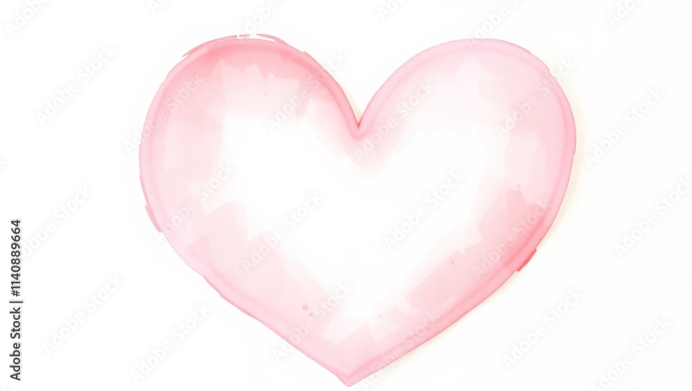 Pink watercolor heart representing love and affection on white background Pink watercolor heart representing love and affection on white background