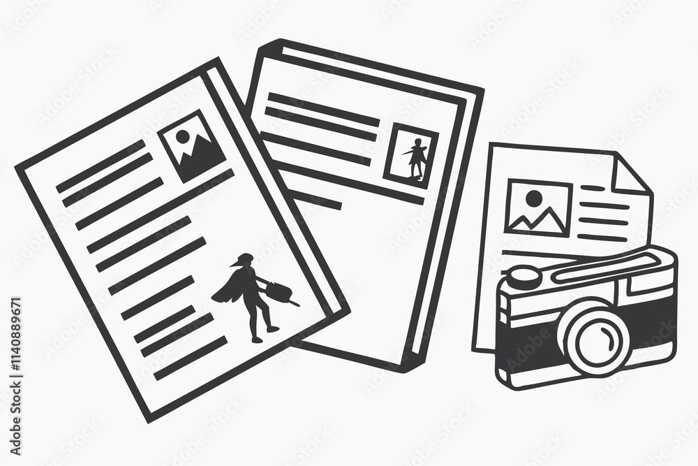 icon documents. The overall design is sleek and modern. black silhouette color and white background icon documents. The overall design is sleek and modern. black silhouette color and white background