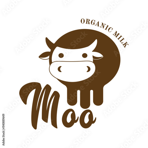 Logo for organic farm milk in brown color