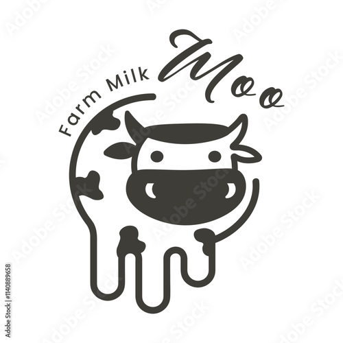 Logo for a dairy farm in black color with a silhouette of a cow
