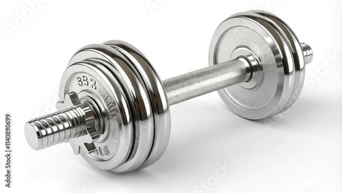 Chrome Dumbbell 3D Render, Fitness Equipment, Strength Training, Weightlifting, Gym Dumbbell, Fitness