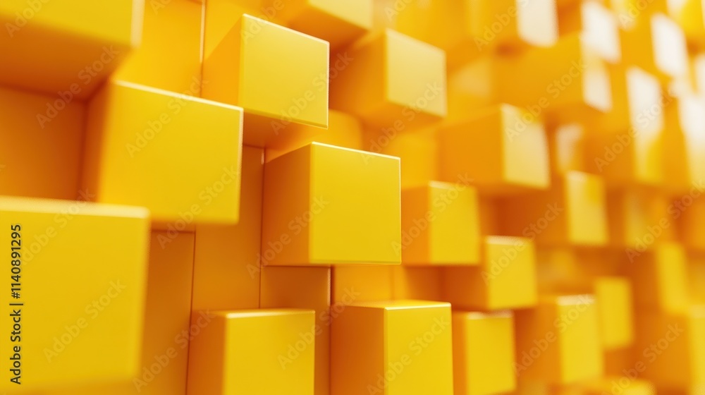 Abstract Yellow Cubes: A 3D Geometric Composition Abstract Yellow Cubes: A 3D Geometric Composition