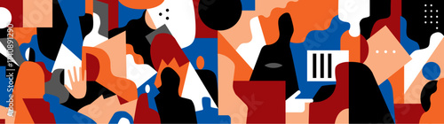 People progressive technology innovation society  fantastic abstract vector illustration