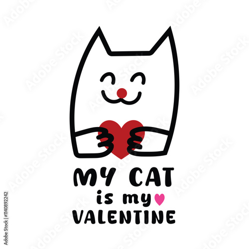 Valentine Cat had drawn vector