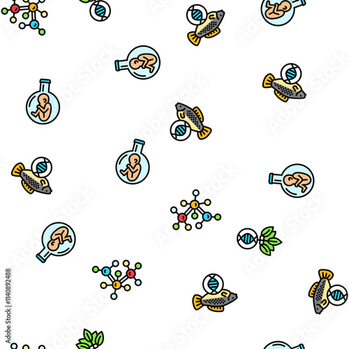 genetic engineering crispr genome vector seamless pattern thin line illustration