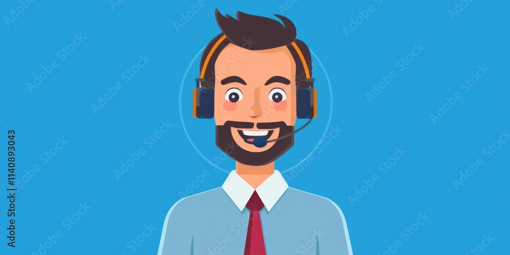 Insurance Salesman. Contact CRM Adviser Happy in Call Center Talking About Insurance Insurance Salesman. Contact CRM Adviser Happy in Call Center Talking About Insurance