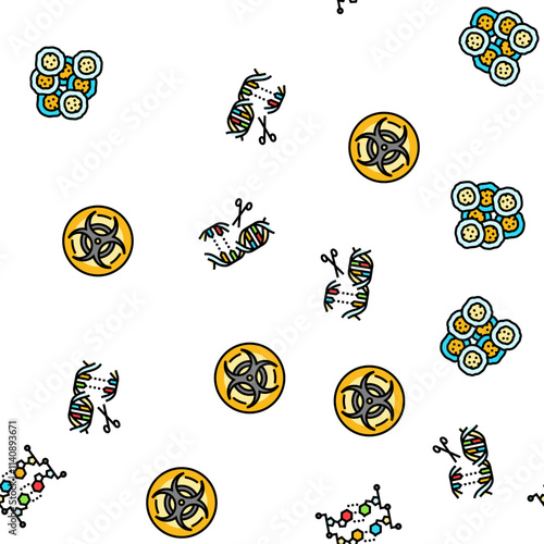 genetic engineering crispr genome vector seamless pattern thin line illustration