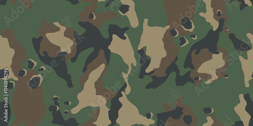 Woodland hunting camouflage seamless pattern. Camouflage background. Camo repeat pattern
