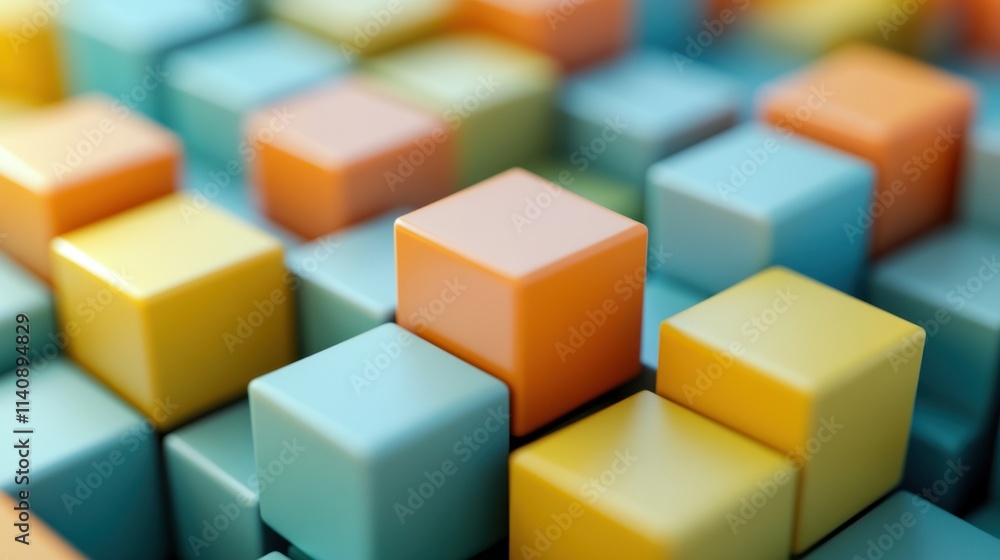 Abstract Colorful Cubes Background: A 3D Render of Pastel Blocks Abstract Colorful Cubes Background: A 3D Render of Pastel Blocks