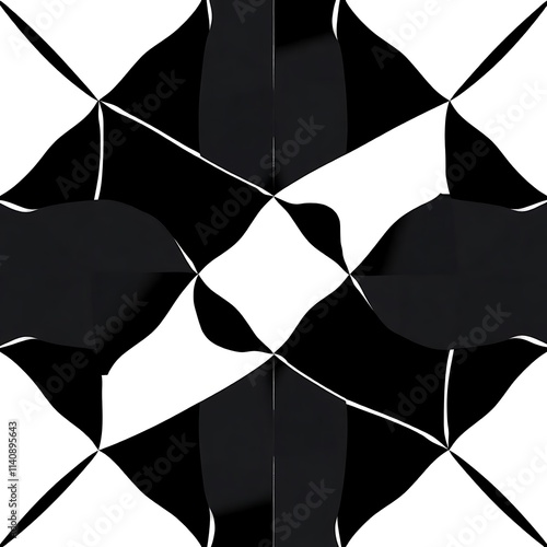 Abstract Black and White Geometric Pattern: A captivating and minimalist design featuring a bold, geometric pattern in black and white, creating a visually striking and modern aesthetic.