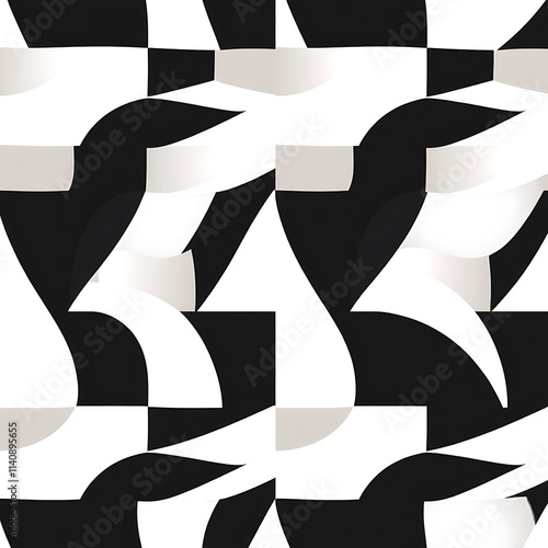 Abstract Black and White Pattern: A mesmerizing pattern of intersecting black and white shapes creates a dynamic and visually stimulating design.