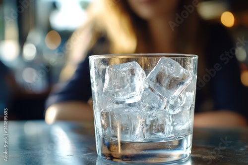 Wallpaper Mural A striking close-up of a glass filled with ice cubes, showcasing their clarity and sparkle amidst a softly blurred background, suggesting relaxation and refreshment. Torontodigital.ca