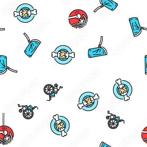 fracture injury bone break vector seamless pattern thin line illustration