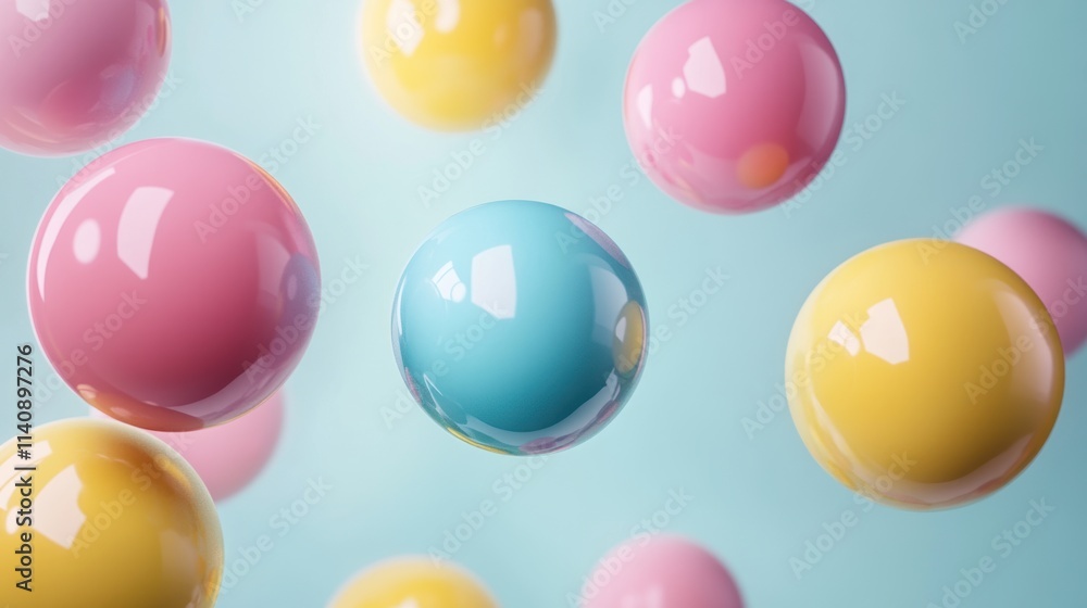 Floating Pastel Spheres: A Delightful Abstract Composition Floating Pastel Spheres: A Delightful Abstract Composition
