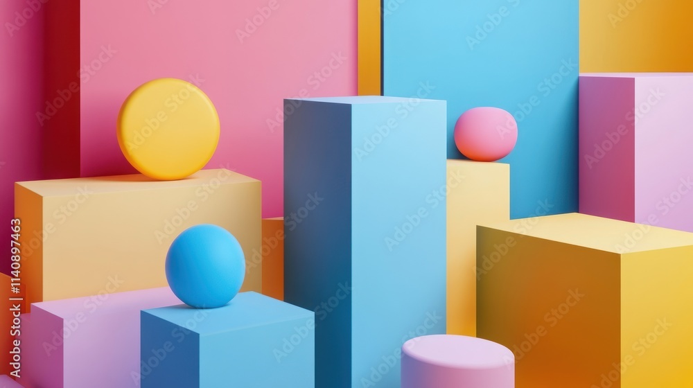 Abstract Colorful 3D Geometric Shapes Composition Abstract Colorful 3D Geometric Shapes Composition