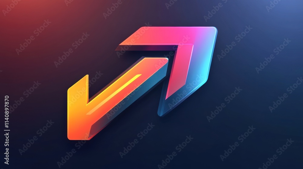 Abstract 3D Neon Arrows: Upward and Downward Trend Graphic Design Abstract 3D Neon Arrows: Upward and Downward Trend Graphic Design