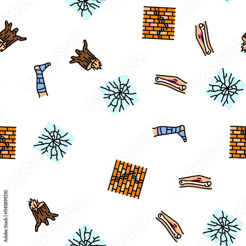 fracture bone break injury vector seamless pattern thin line illustration