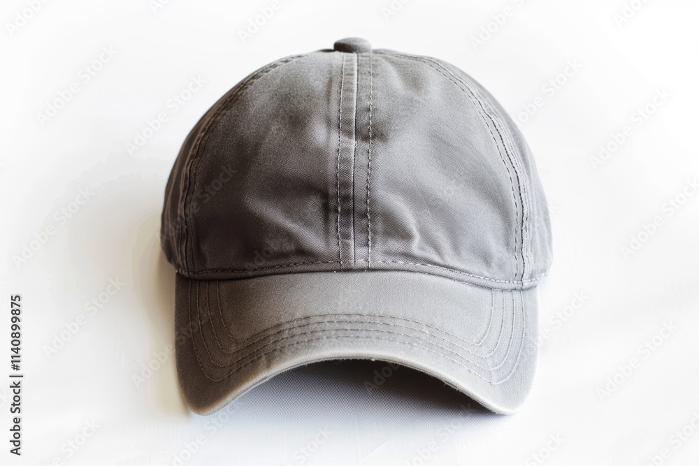 Grey Baseball Cap Mockup on White Background, High Resolution Photography for Fashion, Sports and Lifestyle Grey Baseball Cap Mockup on White Background, High Resolution Photography for Fashion, Sports and Lifestyle