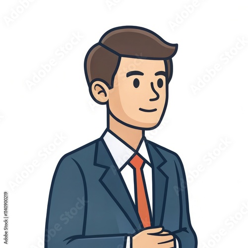 Professional Animated Employer Standing Confidently in Formal Attire. Generative AI