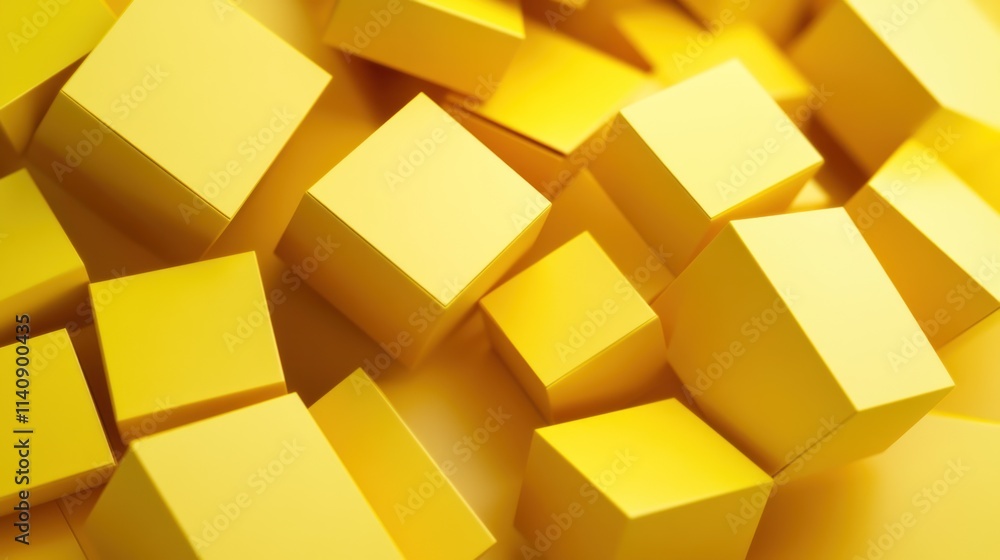Abstract Yellow Cubes: A 3D Geometric Composition Abstract Yellow Cubes: A 3D Geometric Composition