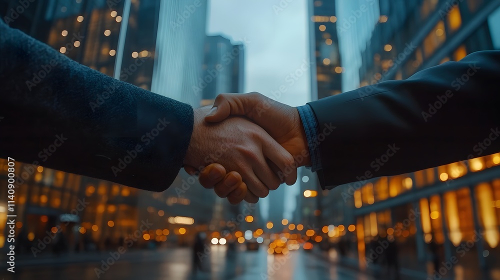 Business Deal Handshake in City Business Deal Handshake in City
