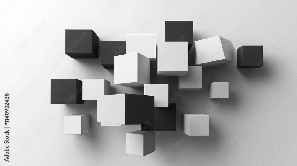 Abstract Monochromatic Cube Composition: A Study in Form and Contrast Abstract Monochromatic Cube Composition: A Study in Form and Contrast