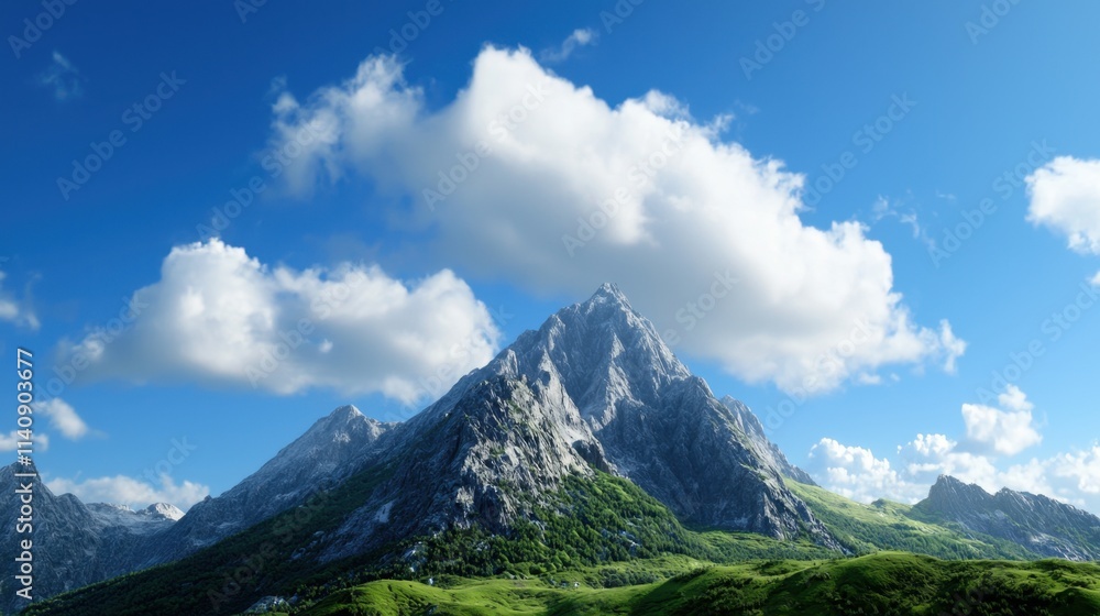 Fototapeta premium The mountains are covered in snow and the sky is blue