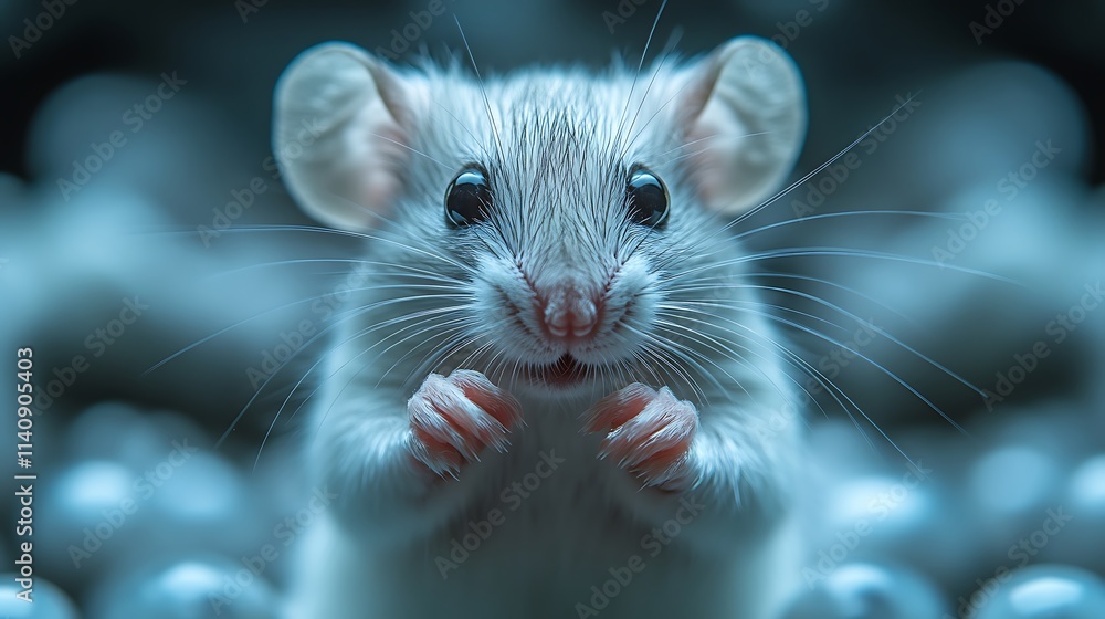 Adorable white rat close-up. Sweet, curious gaze. Adorable white rat close-up. Sweet, curious gaze.