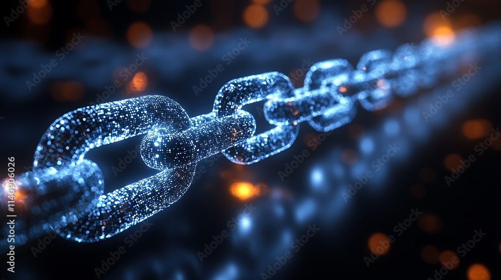 Abstract glowing chain, digital art. Abstract glowing chain, digital art.
