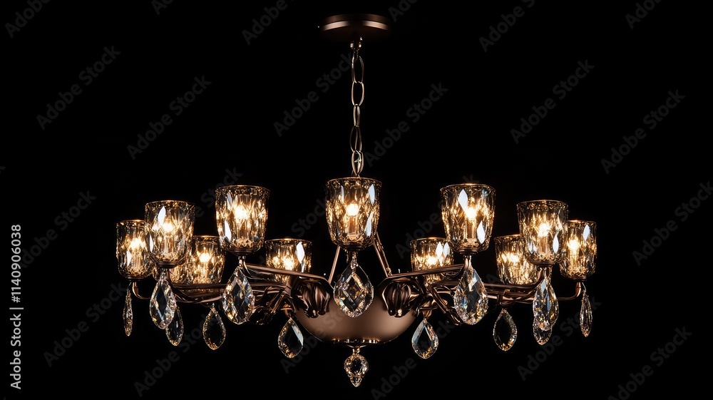 Elegant crystal chandelier with multiple lights and decorative droplets Elegant crystal chandelier with multiple lights and decorative droplets
