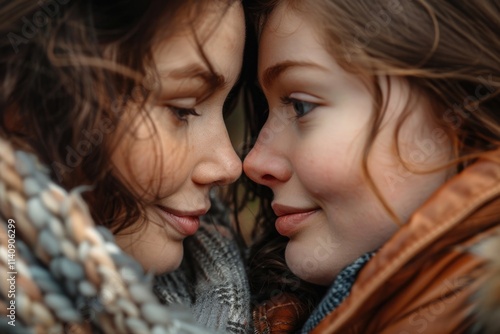 Mother and Teen: A Heartwarming Moment of Mother and Daughter Looking at Each Other in the Park