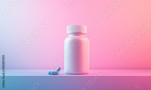 A pill bottle with a blue pill inside