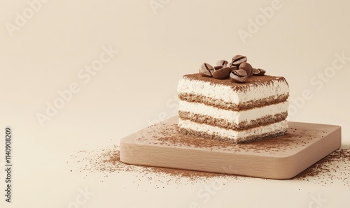 A slice of cake with chocolate chips on top photo